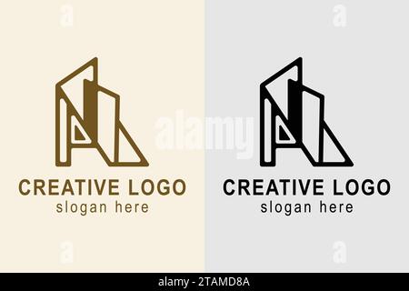 logo dell'edificio. Scrivere Un logo con l'edificio. adatto per logo di appartamenti, immobili, hotel, edifici, ecc. design semplice del logo modificabile. Illustrazione Vettoriale