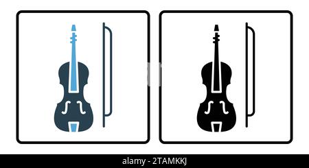 icona del violino. icona relativa alla musica, allo strumento musicale. stile icona a tinta unita, doppio tono. semplice progettazione vettoriale modificabile Illustrazione Vettoriale