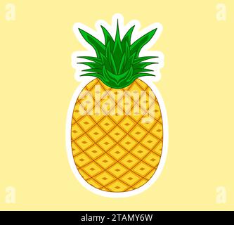 Adesivi a base di ananas, adatti per la stampa di adesivi. Illustrazione Vettoriale
