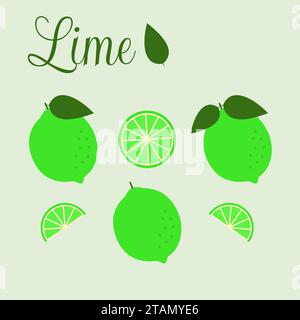 Illustrazione vettoriale. Collezione lime in stile piatto Illustrazione Vettoriale