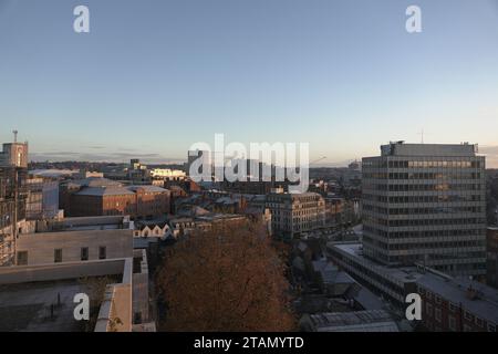 Skyline e paesaggio urbano del centro di Nottingham Foto Stock