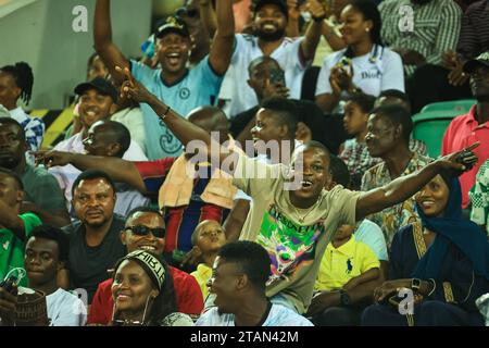 UYO, NIGERIA - 16 NOVEMBRE: Tifosi nigeriani durante il match di qualificazione della Coppa del mondo tra Nigeria e Lesotho a Godswill Akpabio International Foto Stock