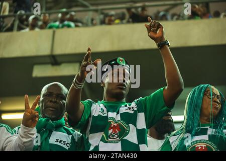 UYO, NIGERIA - 16 NOVEMBRE: Tifosi nigeriani durante il match di qualificazione della Coppa del mondo tra Nigeria e Lesotho a Godswill Akpabio International Foto Stock