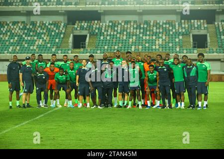 UYO, NIGERIA - 15 NOVEMBRE: Nigeria durante l'allenamento delle qualificazioni ai Mondiali di calcio in preparazione della partita Nigeria e Lesotho a Godswill Akpabio interna Foto Stock