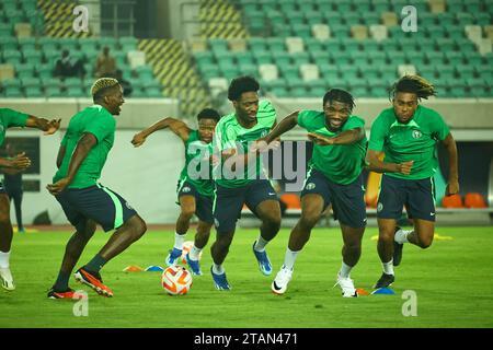 UYO, NIGERIA - 15 NOVEMBRE: Nigeria durante l'allenamento delle qualificazioni ai Mondiali di calcio in preparazione della partita Nigeria e Lesotho a Godswill Akpabio interna Foto Stock