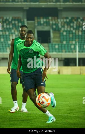 UYO, NIGERIA - 15 NOVEMBRE: Nigeria durante l'allenamento delle qualificazioni ai Mondiali di calcio in preparazione della partita Nigeria e Lesotho a Godswill Akpabio interna Foto Stock