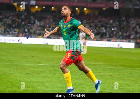 DOUALA, CAMERUN - 17 NOVEMBRE: Frank Magri del Camerun durante la partita di qualificazione della Coppa del mondo FIFA 2026 tra Camerun e Mauritius a Japoma Foto Stock