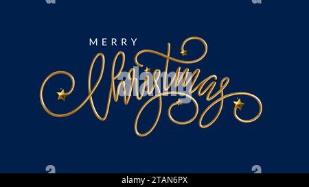 Biglietti d'auguri di buon Natale in calligrafia in lamina d'oro Illustrazione Vettoriale
