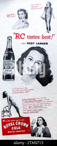 1947 Royal Crown Cola con Hedy Lamarr Foto Stock