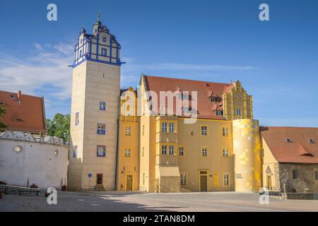 Blauer Turm, Altes Haus mit Museum, Schloss, Bernburg, Salzlandkreis, Sachsen-Anhalt, Deutschland Foto Stock