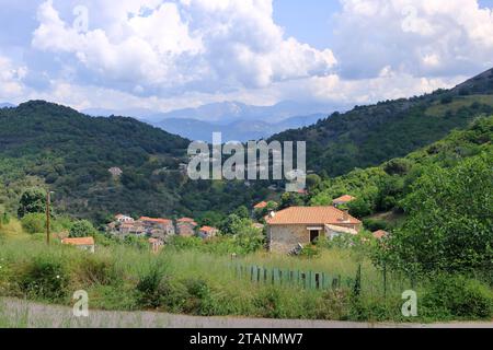 Case viventi sull'isola della Corsica in Francia Foto Stock