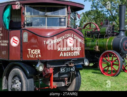 Drayton.Somerset.Regno Unito.18 agosto 2023. Un carro a vapore Super Sentinel restaurato del 1924 è in mostra ad un evento agricolo di Yesterdays Foto Stock