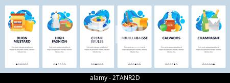 Il modello vettoriale per schermate di inserimento di siti Web e app mobili in Francia Illustrazione Vettoriale
