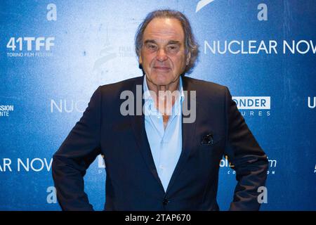 Torino, Italia. 2 dicembre 2023. Il regista americano Oliver Stone presenta il suo documentario "Nuclear Now" al Torino Film Festival 2023. Crediti: Marco Destefanis/Alamy Live News Foto Stock