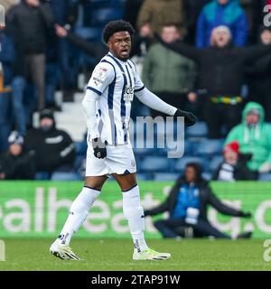 West Bromwich, Regno Unito. 2 dicembre 2023. Josh Maja di West Bromwich Albion durante l'EFL Sky Bet Championship match tra West Bromwich Albion e Leicester City agli Hawthorns, West Bromwich, Inghilterra, il 2 dicembre 2023. Foto di Stuart Leggett. Solo per uso editoriale, licenza necessaria per uso commerciale. Nessun utilizzo in scommesse, giochi o pubblicazioni di un singolo club/campionato/giocatore. Credito: UK Sports Pics Ltd/Alamy Live News Foto Stock