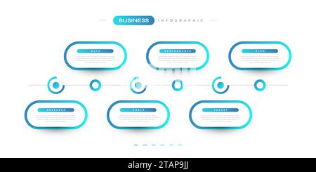 Per la presentazione è possibile utilizzare un modello di progettazione infografica aziendale moderno e pulito con 6 opzioni Illustrazione Vettoriale