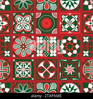 Carta da imballaggio in stile vintage natalizio senza cuciture Illustrazione Vettoriale