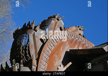 Ex miniera opencast di Oberdorf (lignite) con uno storico percorso escursionistico minerario a Bärnbach Foto Stock