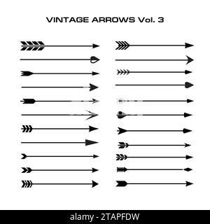Set di frecce nere disegnate a mano. Elementi vettoriali etnici tribali hipster. Per stampa, poster, biglietti d'auguri Illustrazione Vettoriale