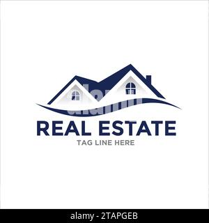 Logo Real Estate Business - progettazione di illustrazioni di House, Building, Construction, Roof e Property Vector Illustrazione Vettoriale