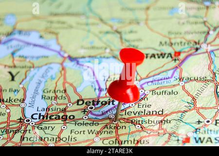 Akron, Ohio pin sulla mappa Foto Stock