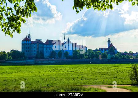 Torgau City silhouette vista da est Foto Stock