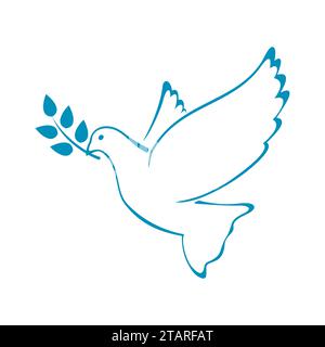 Peace dove con Olive Branch. Illustrazione vettoriale Illustrazione Vettoriale