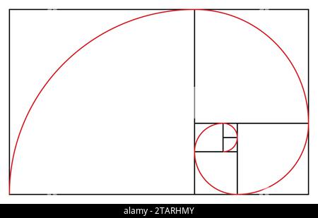 Modello Golden ratio. Simbolo di proporzione. Elemento di progettazione grafica. Spirale sezione dorata. Illustrazione vettoriale Illustrazione Vettoriale