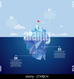 Modello infografico iceberg sull'acqua. Illustrazione vettoriale Illustrazione Vettoriale