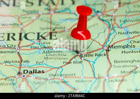 Little Rock, Arkansas pin sulla mappa Foto Stock