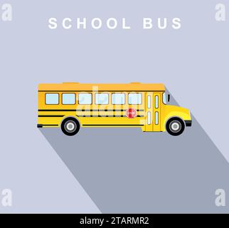 Scuolabus giallo con ombra. Illustrazione vettoriale Illustrazione Vettoriale