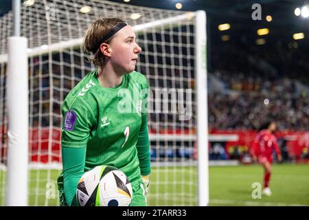 Rostock, Deutschland 01. Dezember 2023: Women Nation League - 2023/2024 - Deutschland vs. Dänemark IM Bild: Torhueter Lene Christensen (Dänemark) Foto Stock