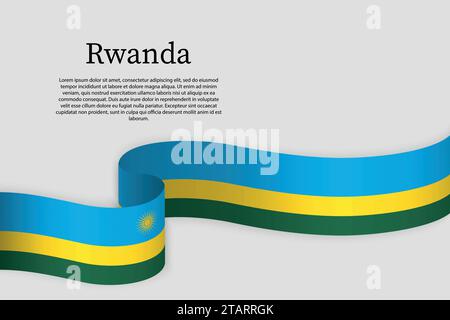 Bandiera a nastro del Ruanda. Modello di sfondo celebrazione Illustrazione Vettoriale