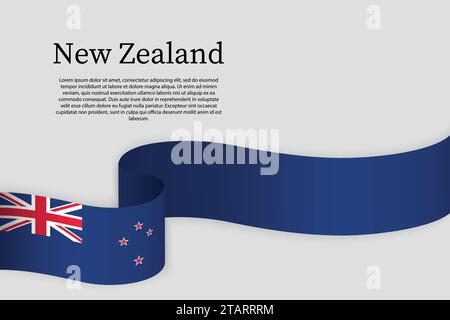Bandiera della nuova Zelanda. Modello di sfondo celebrazione Illustrazione Vettoriale
