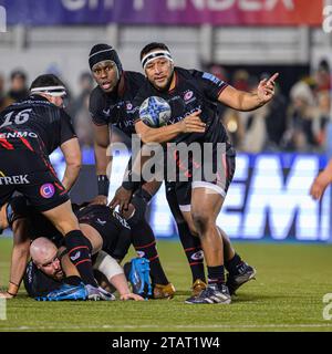 LONDRA, REGNO UNITO. 02 dicembre 2023. Mako Vunipola dei Saraceni in azione durante Saracens vs Northampton Saint - Gallagher Premiership Rugby R8 allo Stonex Stadium sabato 2 dicembre 2023. LONDRA INGHILTERRA. Crediti: Taka G Wu/Alamy Live News Foto Stock