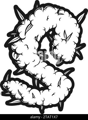 Symphonic Letter S cannabis Bud silhouette illustrazioni vettoriali per il logo del tuo lavoro, t-shirt di merchandising, adesivi e disegni di etichette, poster, saluto Illustrazione Vettoriale