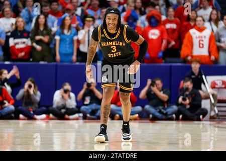 Dayton, USA. 2 dicembre 2023. Mikale Stevenson (3) è stato visto durante l'NCAA Men's Basketball Game tra i Grambling State Tigers e i Dayton Flyers alla UD Arena di Dayton, OHIO, il 2 dicembre 2023. (Foto di Austyn McFadden/Sipa USA) credito: SIPA USA/Alamy Live News Foto Stock