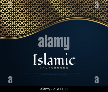 Sfondo islamico con motivo arabo oro in stile cartaceo tagliato per biglietti d'auguri, striscioni o sfondi Illustrazione Vettoriale