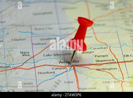 Amarillo, Texas pin sulla mappa Foto Stock