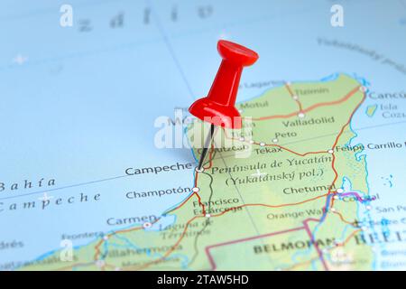 Campeche, Messico, spilla sulla mappa Foto Stock