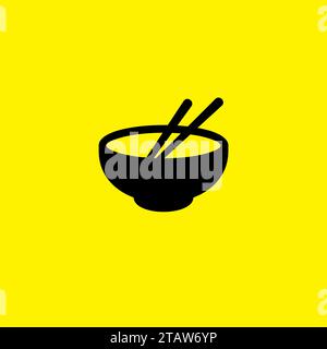 icona semplice del recipiente e delle bacchette. icona del ristorante Illustrazione Vettoriale