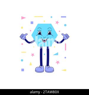 Poligono in uno stile cartoni animati divertente. Semplice e carino. Contenuti educativi per bambini. Illustrazione Vettoriale