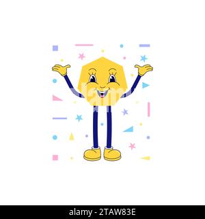 Poligono in uno stile cartoni animati divertente. Semplice e carino. Contenuti educativi per bambini. Illustrazione Vettoriale