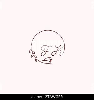 Lettere iniziali del logo FK con design professionale di alta qualità che si adatta bene a qualsiasi supporto di stampa Illustrazione Vettoriale