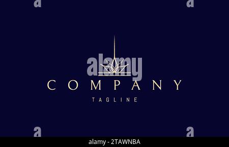 Un logo vettoriale dorato con un'immagine astratta di un fiore che brilla di petali. Illustrazione Vettoriale