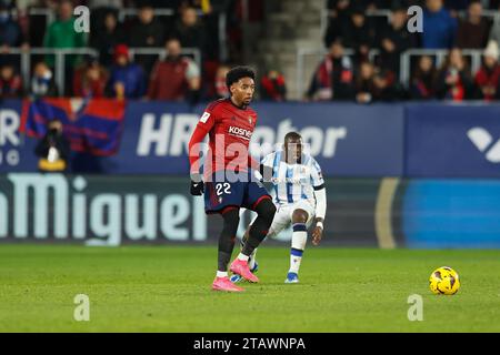 Pamplona, Spagna. 2 dicembre 2023. Johan Mojica (Osasuna) calcio/calcio: Spagnolo "la Liga EA Sports" partita tra CA Osasuna 1-1 Real Sociedad all'Estadio El Sadar di Pamplona, Spagna. Crediti: Mutsu Kawamori/AFLO/Alamy Live News Foto Stock