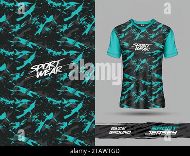 modello di t-shirt per la maglia da calcio grunge per gli sport estremi dal design grunge Illustrazione Vettoriale