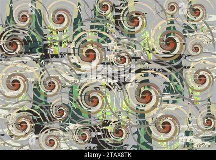 Sfondo astratto in tonalità verde pastello con elementi ondulati verticali e a spirale. Sfondo strutturato per concept aziendali, copertine, stampe, moda Foto Stock