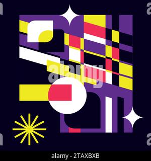 Sfondo colorato geometrico.illustrazione vettoriale.composizione astratta con forme diverse.Design retro per stampa postret,sfondo,Web,sfondo Illustrazione Vettoriale
