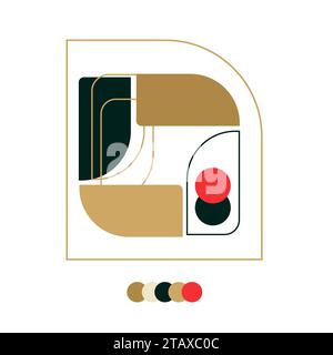 Logo geometrico, icona, emblema, stile aziendale. Composizione astratta di forme geometriche. Poster Geo neo art, stampa. Immagine vettoriale Illustrazione Vettoriale